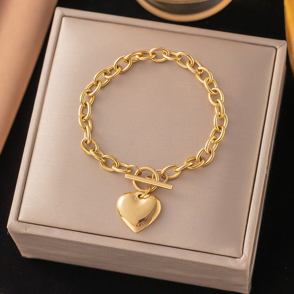 Anti Tarnish Premium Heart Loose Bracelet